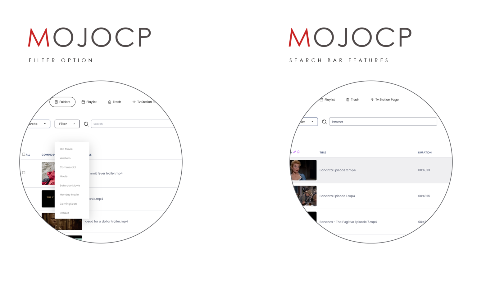 The filter by category feature