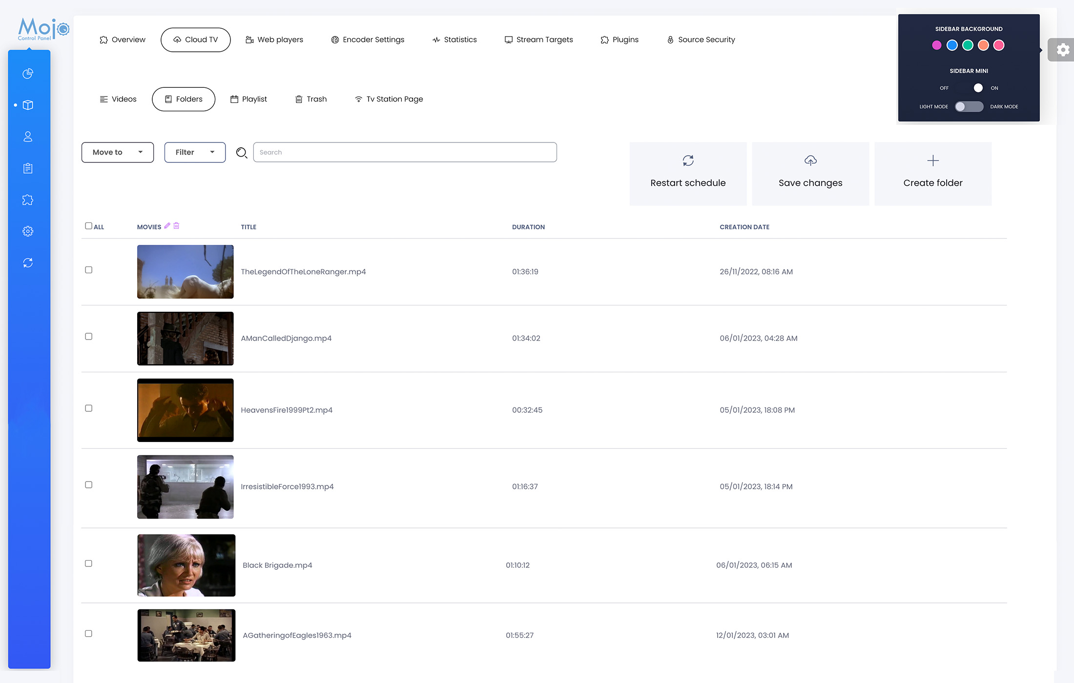 Mojocp folders category