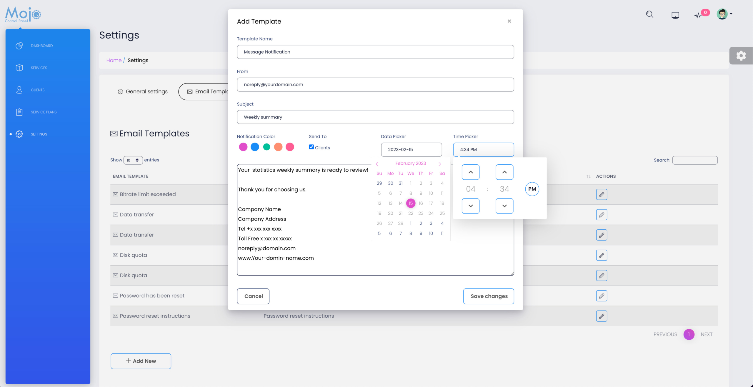 MojoCP Reseller Email Notification